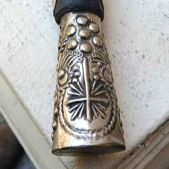 Authentic VTG Wood with Embossed Silver Metal Religious Trinkets Vampire Stake - Picture 9 of 9